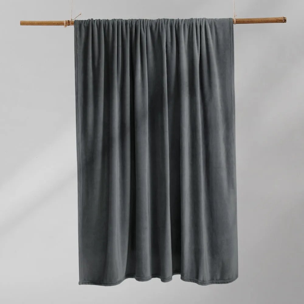 Ciemnoszary koc z mikrowłókna DecoKing Mic, 200x220 cm