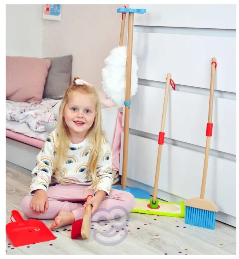 Tooky toy drewniany zestaw do sprzątania dla dzieci 6 el.
