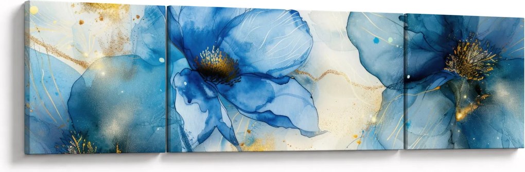 Obraz - Kwiatowy, malowany tuszem (170x50 cm)