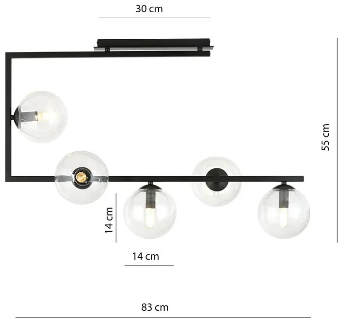 Lampa sufitowa z transparentnymi kloszami - D108 Akil