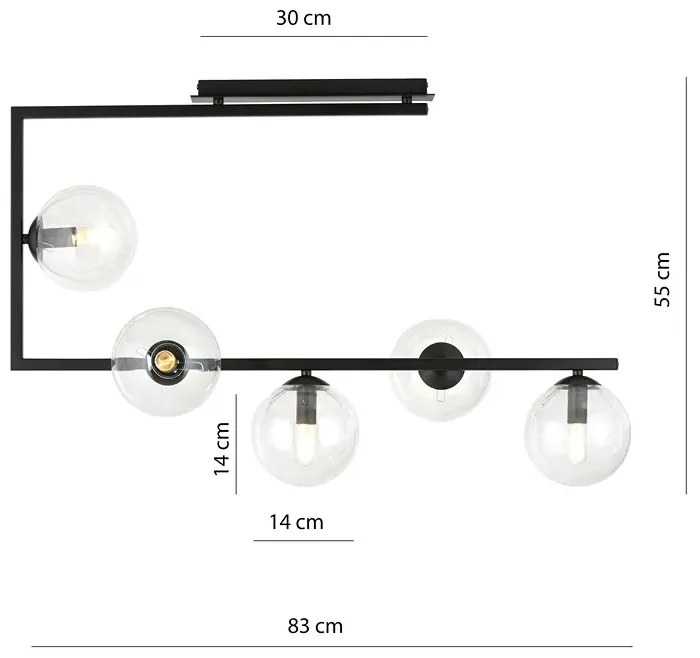 Lampa sufitowa z transparentnymi kloszami  - D108-Solini