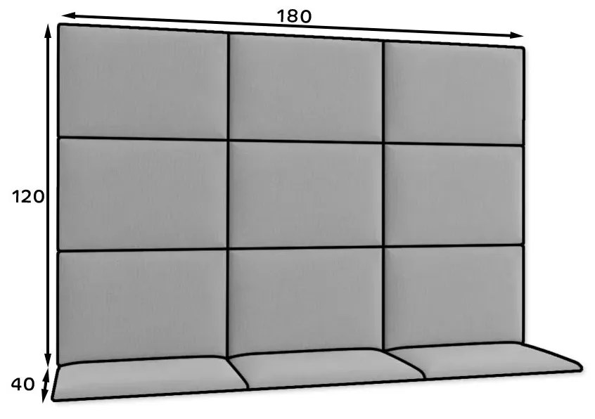 Zestaw 12 paneli tapicerowanych QUADRATTA 180x120 morski ELTAP