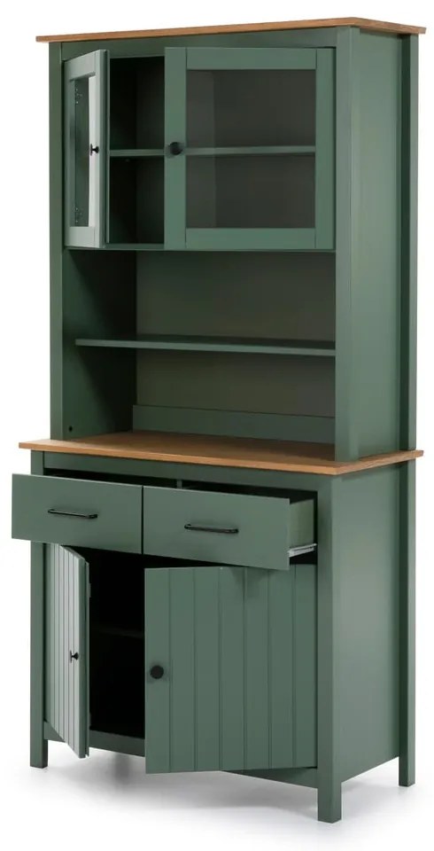 Zielona witryna z litego drewna sosnowego 90x180 cm Miranda – Marckeric