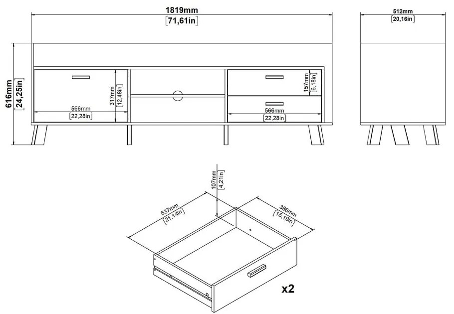 Biało-naturalna szafka pod TV w dekorze dębu 182x62x51 cm Ikast – Tvilum