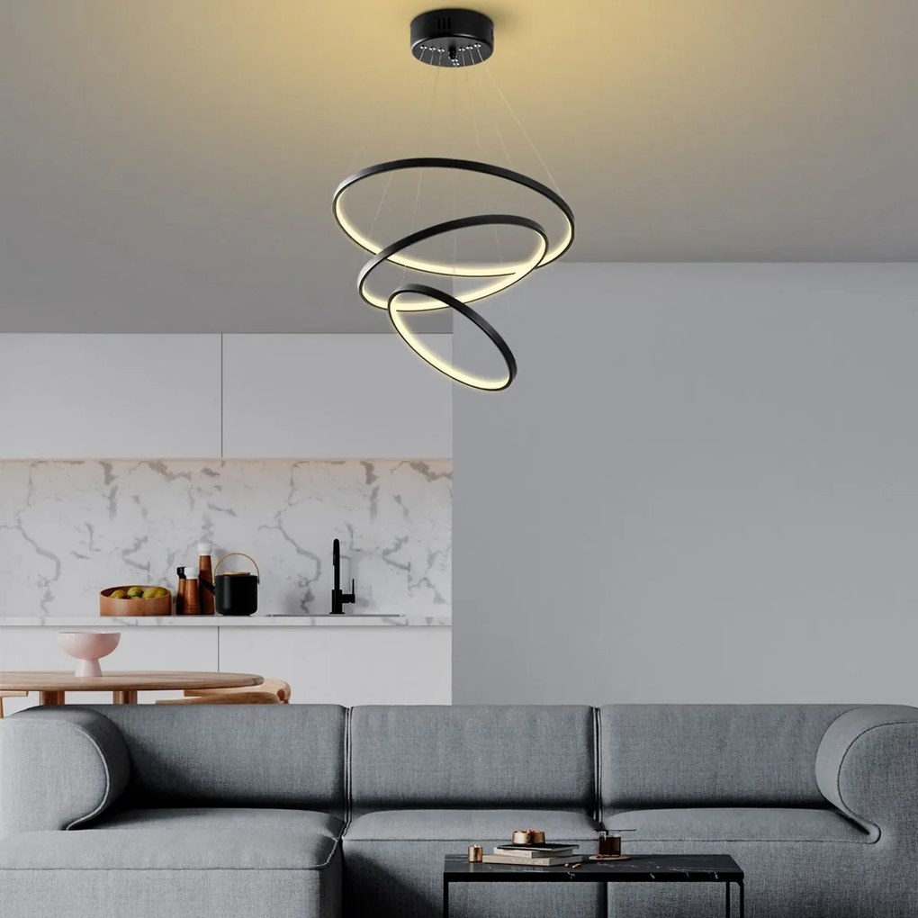 Zawieszany żyrandol LED Simit - 13697, czarny