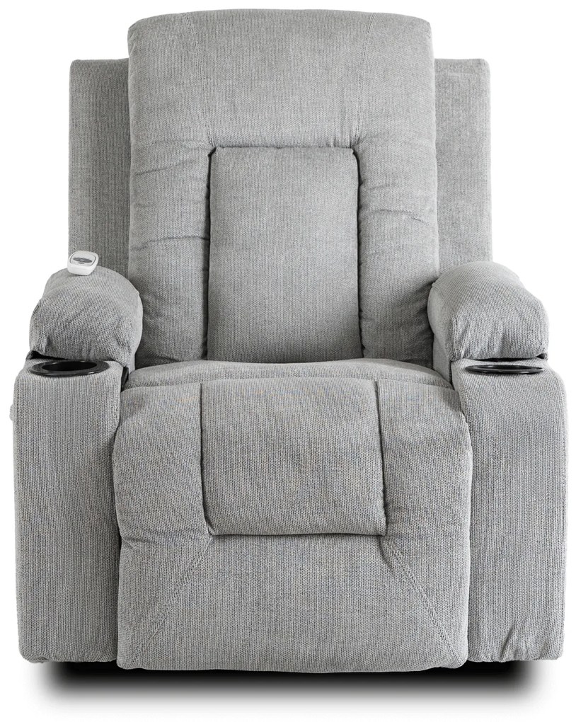 Fotel Masujący BOX 2 Rozkładany z Podnóżkiem Szary Nowoczesny