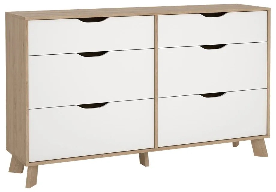 Biało-naturalna komoda w dekorze dębu 156x92x40 cm Ikast – Tvilum