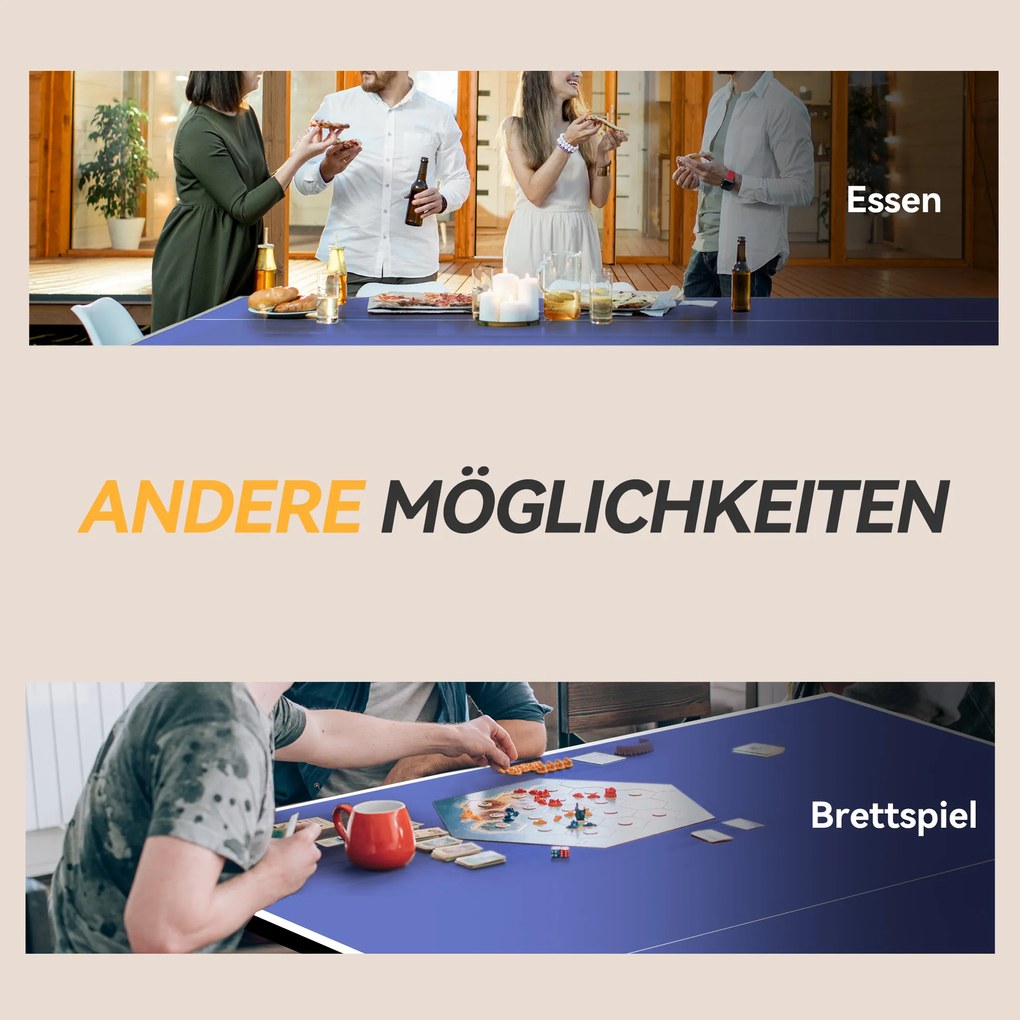 SPORTNOW Składany stół do tenisa stołowego średniej wielkości, w zestawie siatka, 3 piłeczki, blat 12 mm | Aosom PL