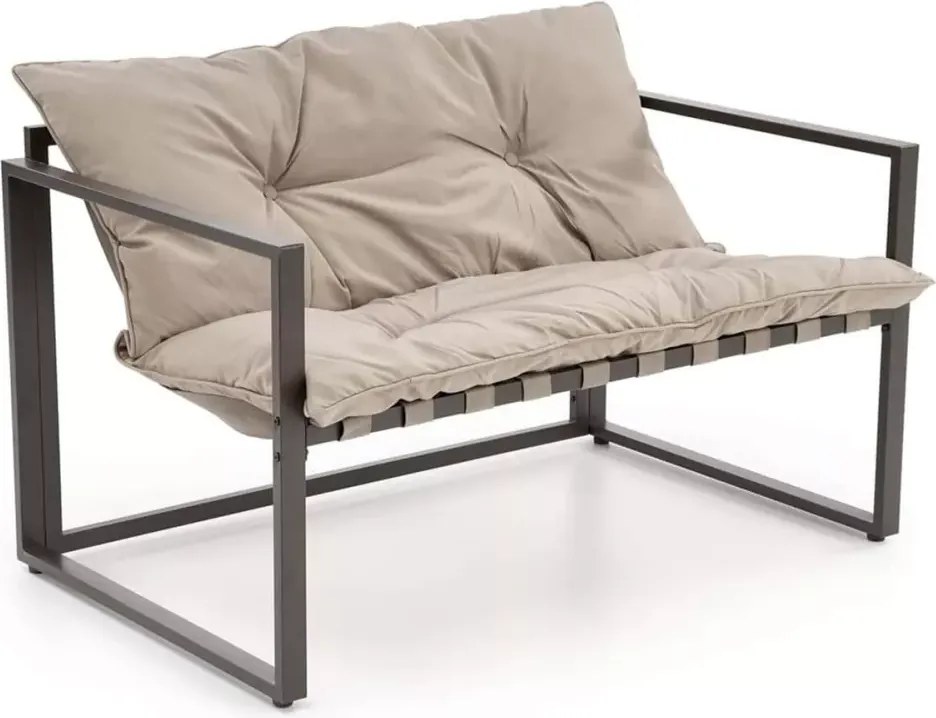 Zestaw mebli ogrodowych Alice – sofa, fotele i ława w eleganckim kolorze cappuccino z tapicerowanymi siedziskami