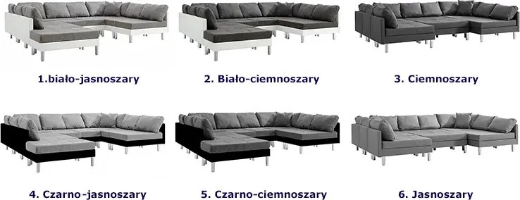 Sofa modułowa biało-jasnoszara z ekoskóry  - Basket