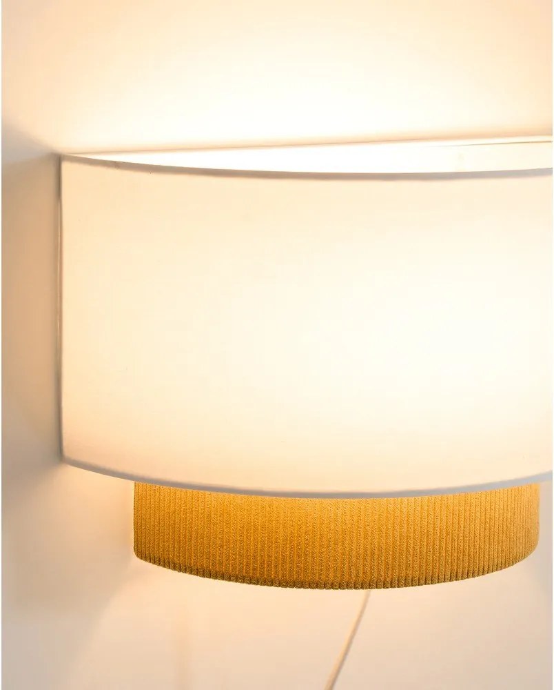 Musztardowo-biała lampa dziecięca z tekstylnym kloszem Bianella – Kave Home