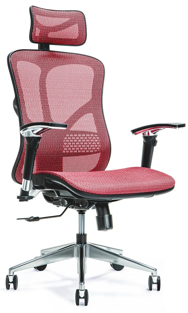 Wygodny fotel biurowy ergonomiczny Ergo 500. Fotel tapicerowany przewiewną siatką Mesh, 5 kolorów do wyboru. Fotel ma regulowane oparcie, podłokietniki. wysokość zagłówka. Nowoczesne meble biurowe.