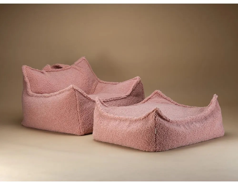 Różowy dziecięcy worek do siedzenia z materiału bouclé Square – Wigiwama