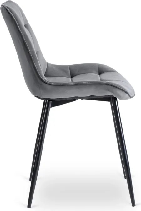 Krzesło Tapicerowane do Jadalni CHRIS Szare Welurowe Nowoczesne Loft