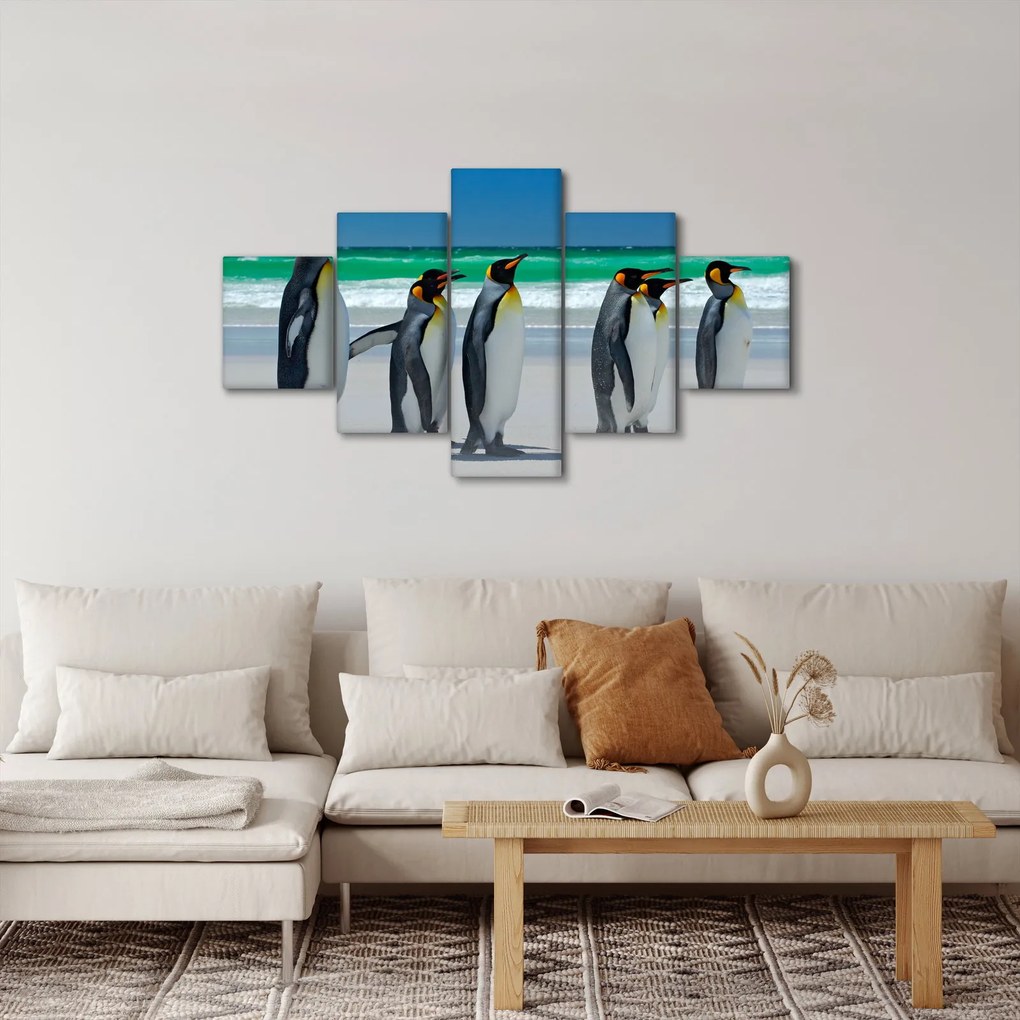 Obraz - Grupa Pingwinów królewskich (125x70 cm)