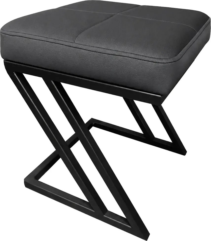 Pufa ZETA LOFT ławka taboret podnóżek metal eko-skóra D23