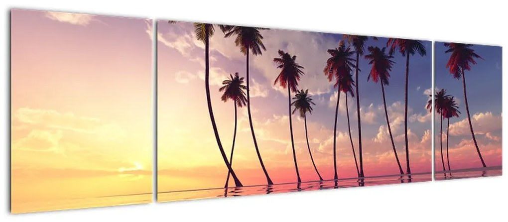 Obraz palm wznoszących się nad powierzchnią (170x50 cm)