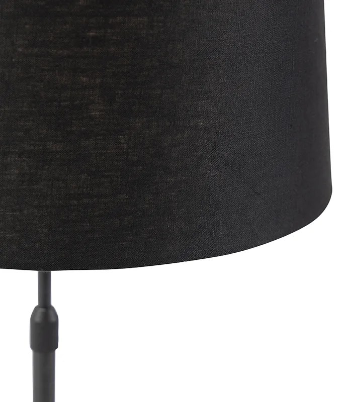 Lampa stołowa czarna z abażurem lnianym czarnym 35 cm regulowana - Parte Nowoczesny Oswietlenie wewnetrzne