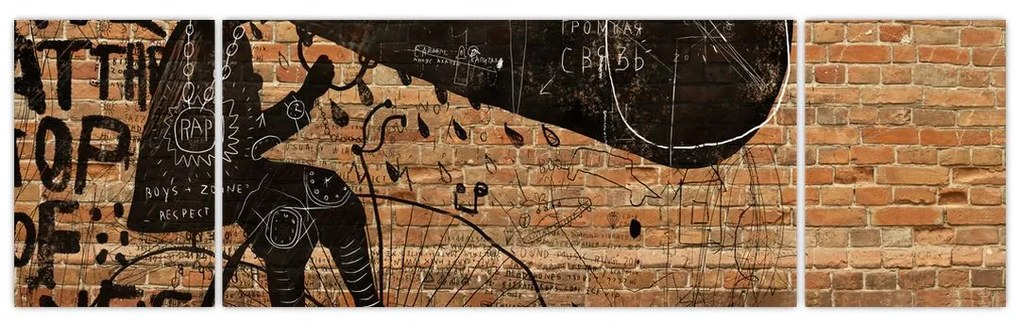 Obraz - Mężczyzna na rowerze w stylu Banksy (170x50 cm)