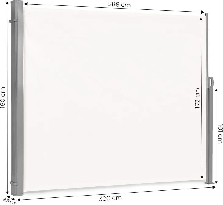 Parawan ogrodowy boczny na taras składany AW-011A, 300x180 cm, beżowy