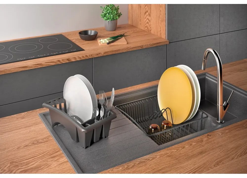 Ciemnoszary ociekacz ze stali nierdzewnej Metaltex Aquatexplus Lava