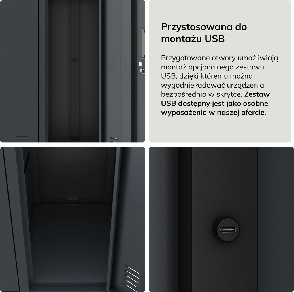 Szafa socjalna ubraniowa 10-drzwiowa antracytowa, 1360x1720x450 mm: BARTEK
