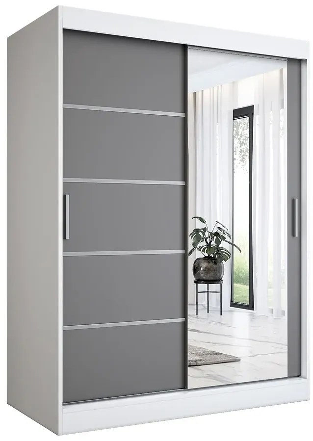 Szafa przesuwna 150 cm biel + antracyt - Marmos 4X