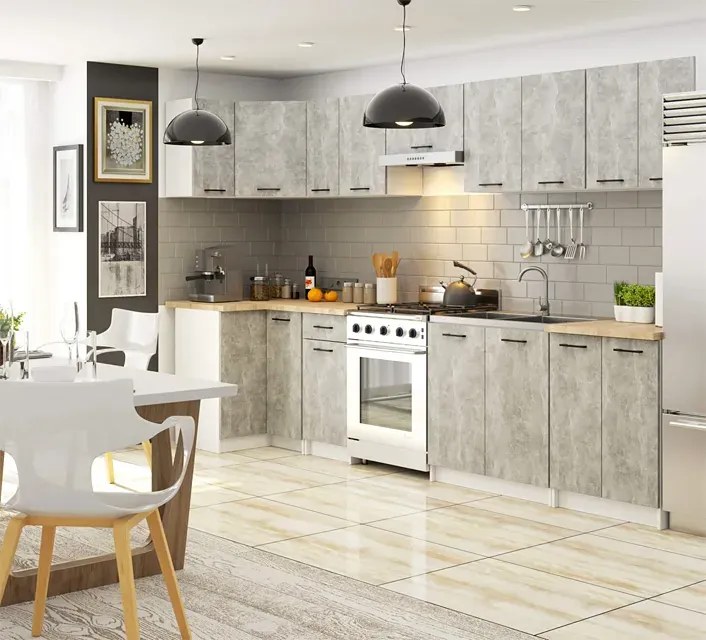 Narożna szafka kuchenna w kolorze betonu N1-D02