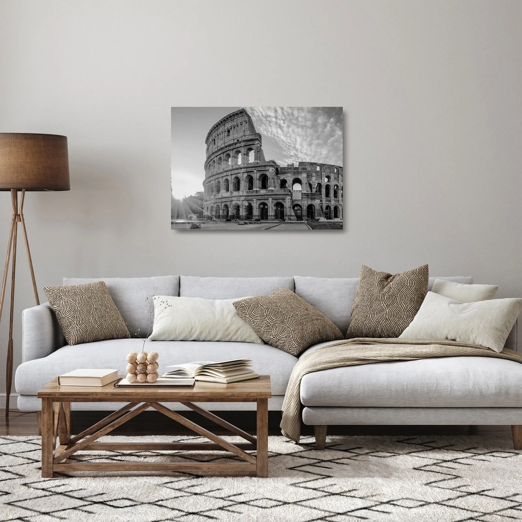 Obraz na szkle - Koloseum w Rzymie, czarno-biały (70x50 cm)