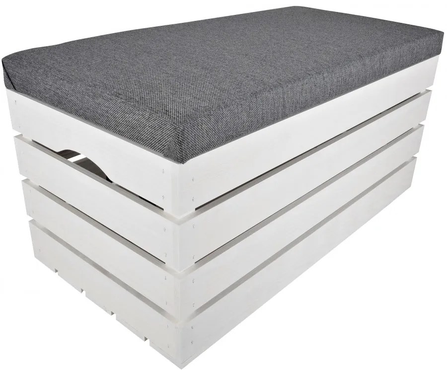 Pufa kufer skrzynia drewniana sosnowa siedzisko 80cm malowana biała