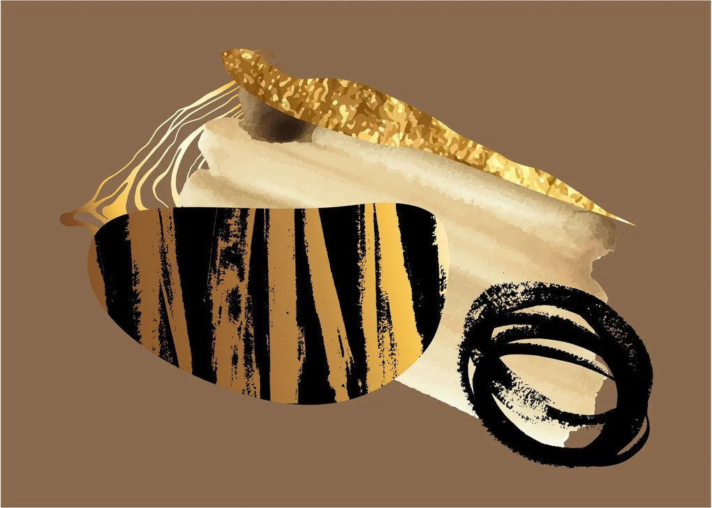 Obraz na szkle - Abstrakcja złotobrązowy N⁰2 (70x50 cm)