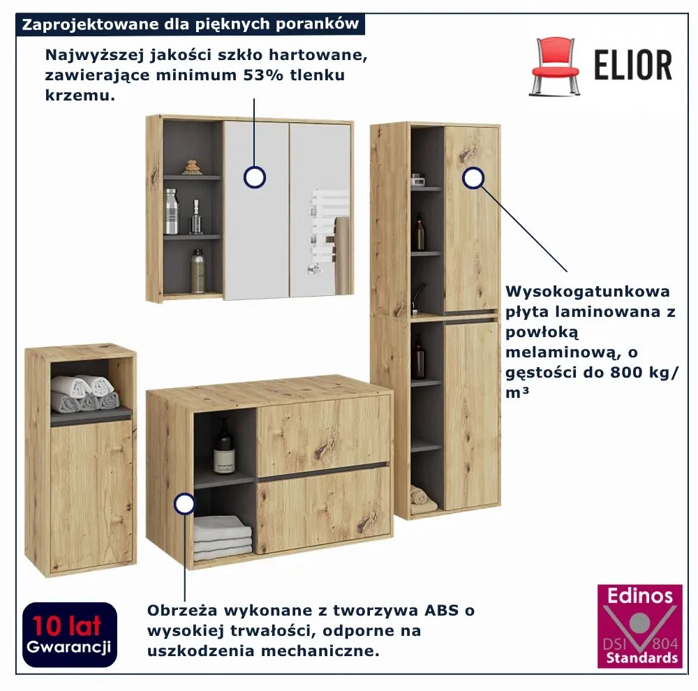 Komplet mebli łazienkowych dąb artisan+grafit A4-C71