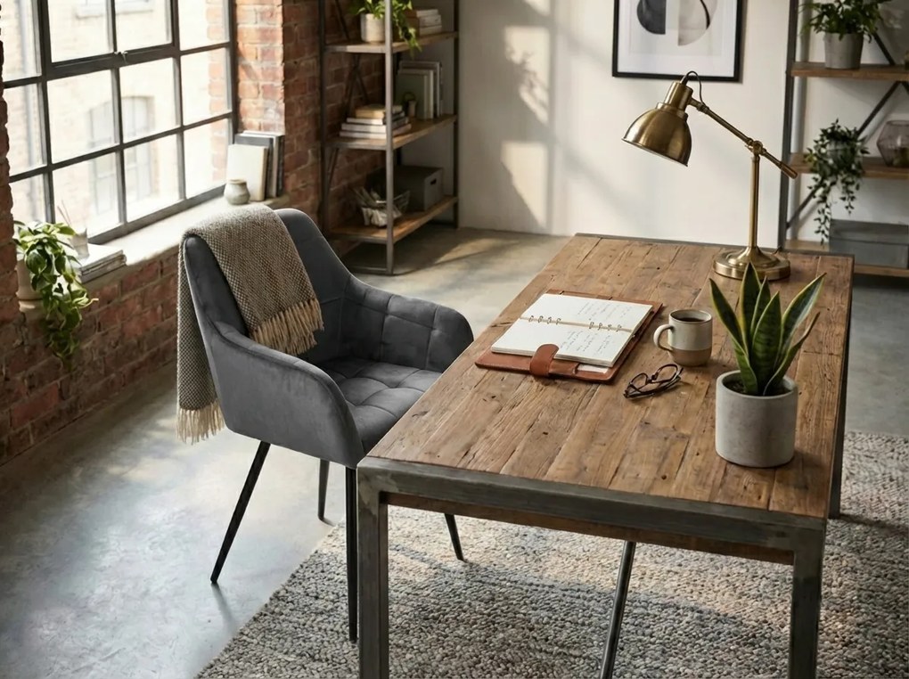 Szare krzesło jadalniane LOREN VELVET z czarnymi nogami