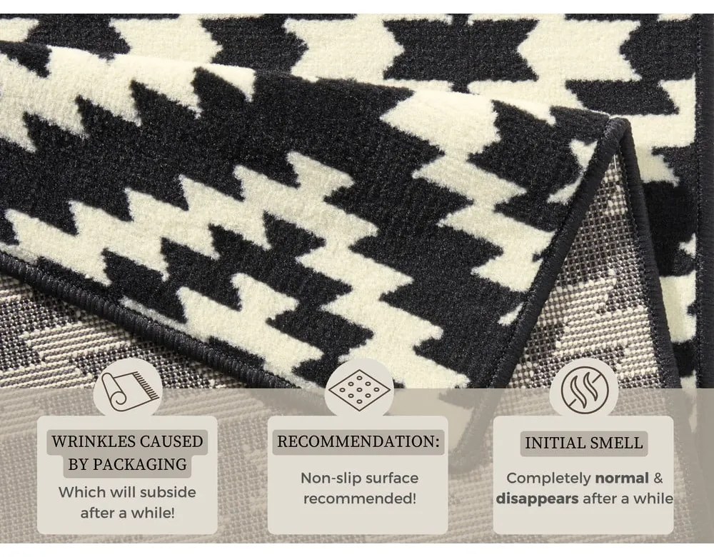 Czarno-biały chodnik Hanse Home Basic Nordic, 80x250 cm