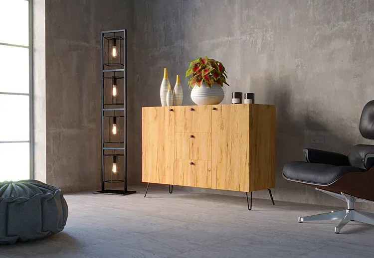 Industrialna komoda na nóżkach dąb craft - Zorina 3X