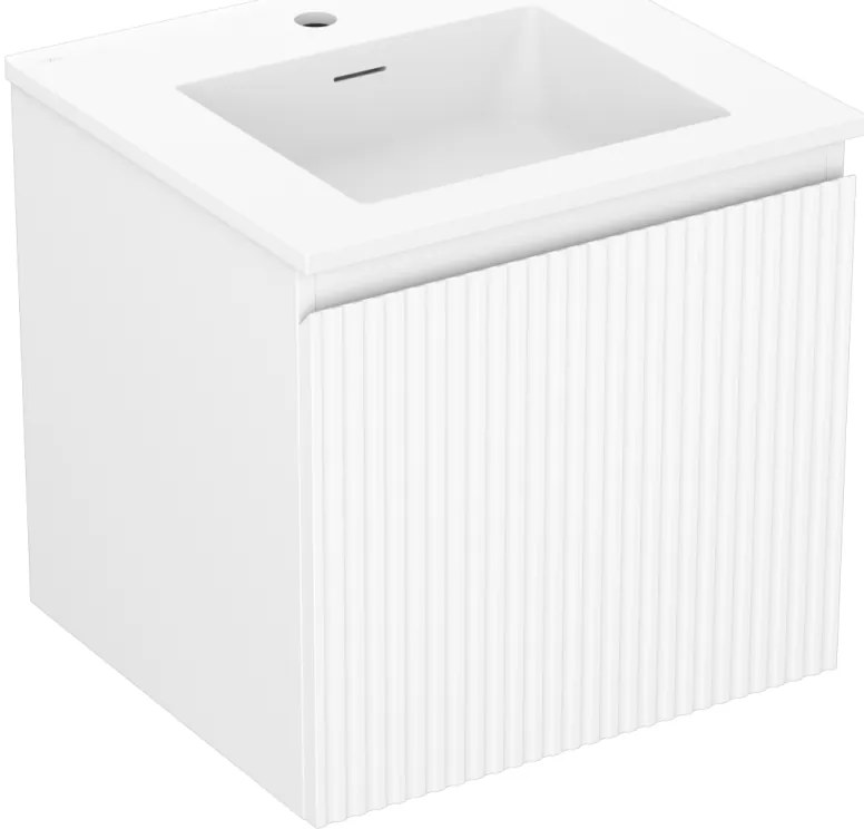Mexen Rivel szafka łazienkowa 50 cm z umywalką Otis, 1 szuflada, ryflowana , biała mat - 91A20-05047-1-BF01-W18M01