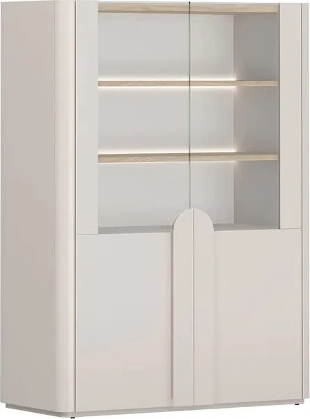 Witryna Amilio 100 cm dwudrzwiowa - kaszmir / dąb olejowany / uchwyty kaszmir