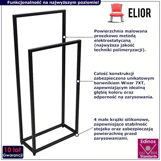 Czarny industrialny stojak na ręczniki 45 cm - Sarsa 3X