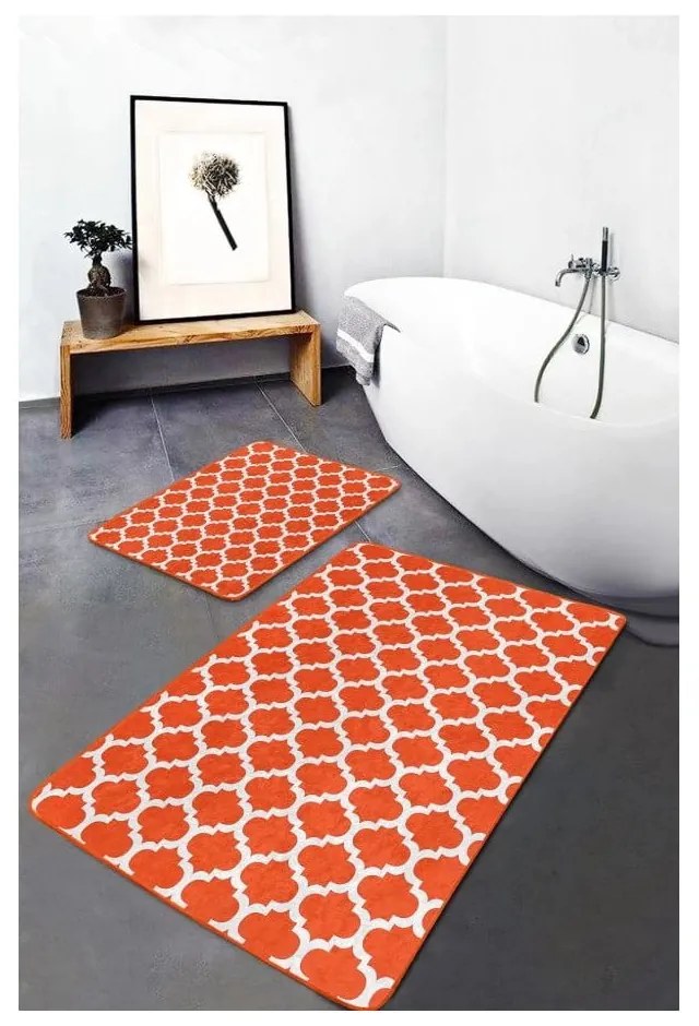 Pomarańczowe aksamitne dywaniki łazienkowe zestaw 2 szt. 60x100 cm – Mila Home