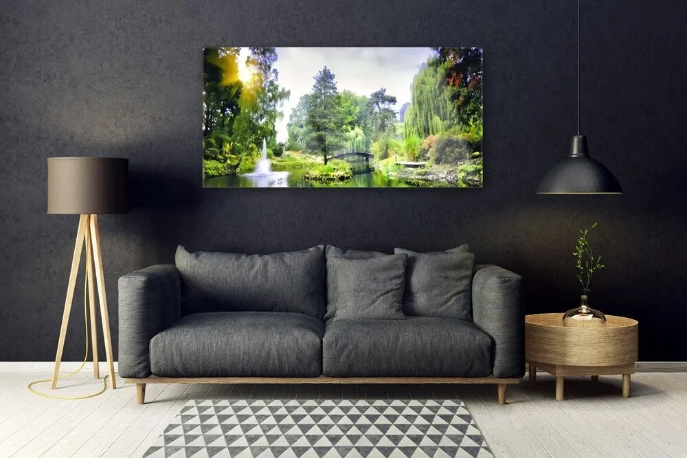 Obraz Akrylowy Las Wodospad Słońce Natura