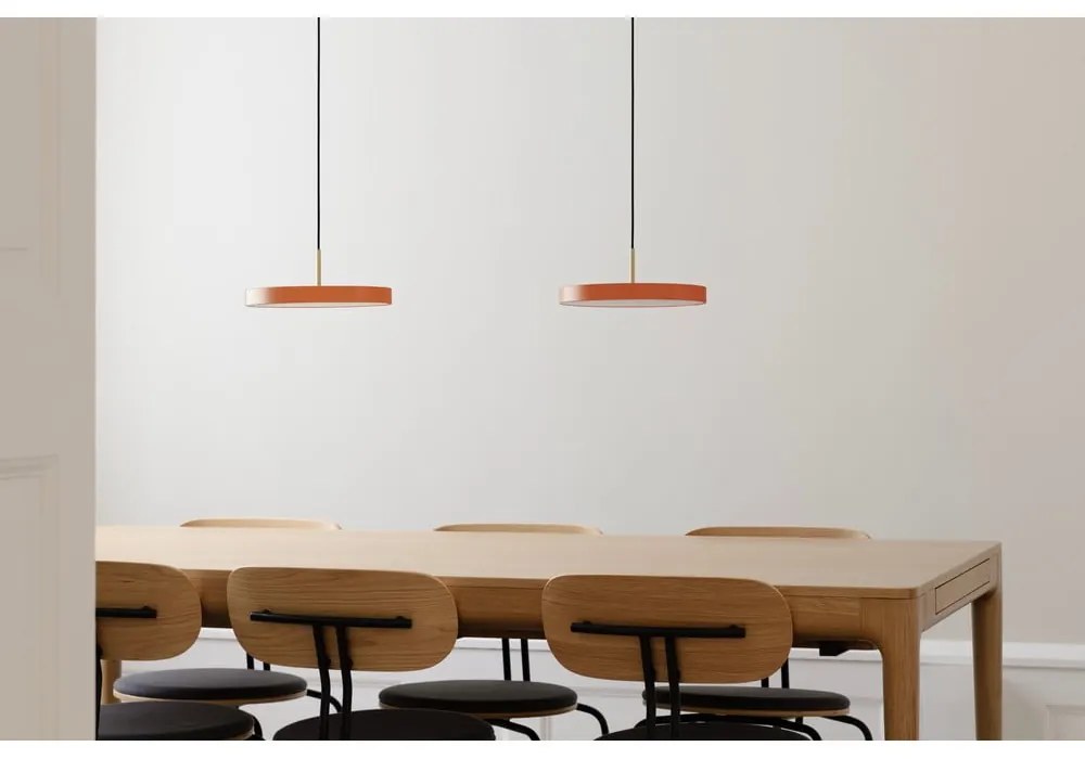 Pomarańczowa metalowa lampa wisząca LED ze ściemniaczem i metalowym kloszem ø 31 cm Asteria Plus – UMAGE