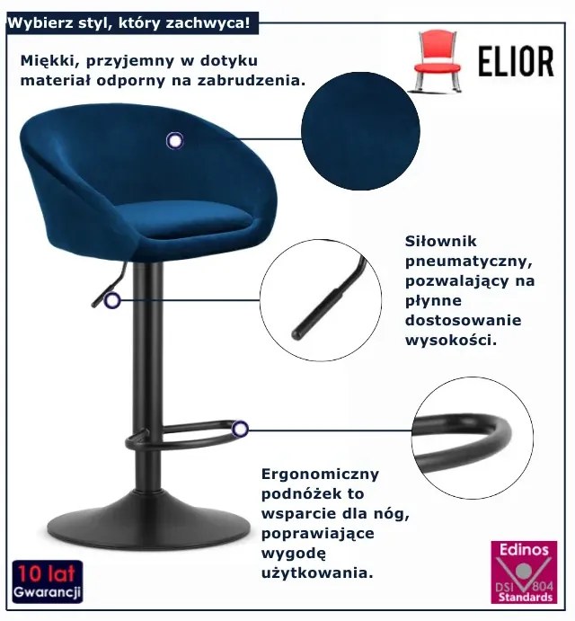 Granatowy hoker barowy A4-S70