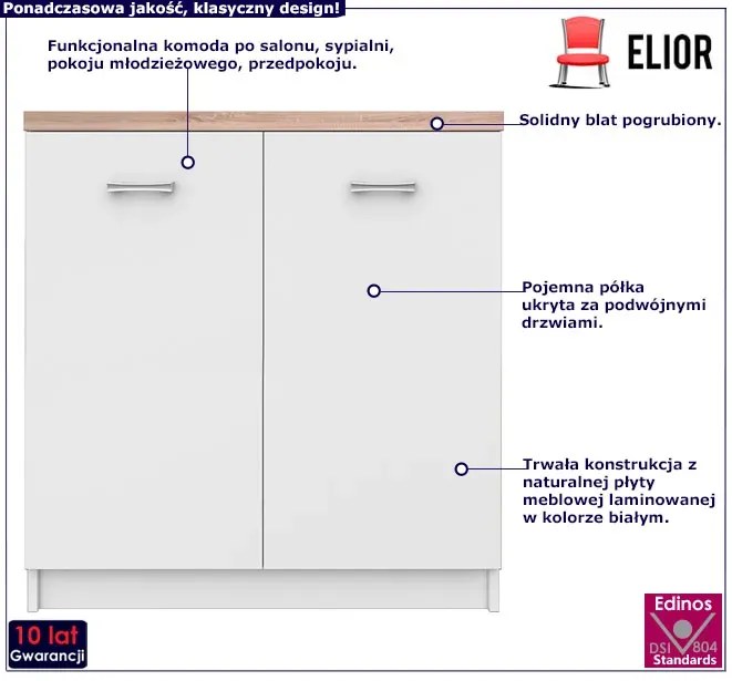 Biała komoda z półkami - Riza 5X
