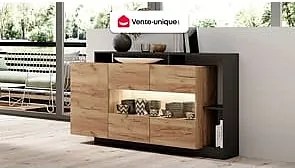 Komoda 3-drzwiowa z 3 wnękami – oświetlenie LED – kolor: naturalny i antracytowy – IDESIA