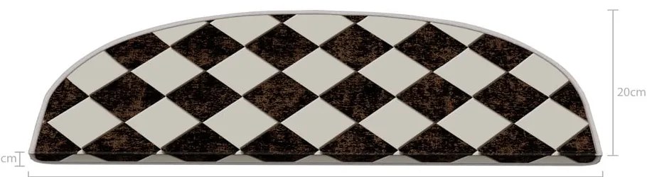 Czarno-białe dywaniki na schody zestaw 16 szt. 20x65 cm Chess Board – Vitaus