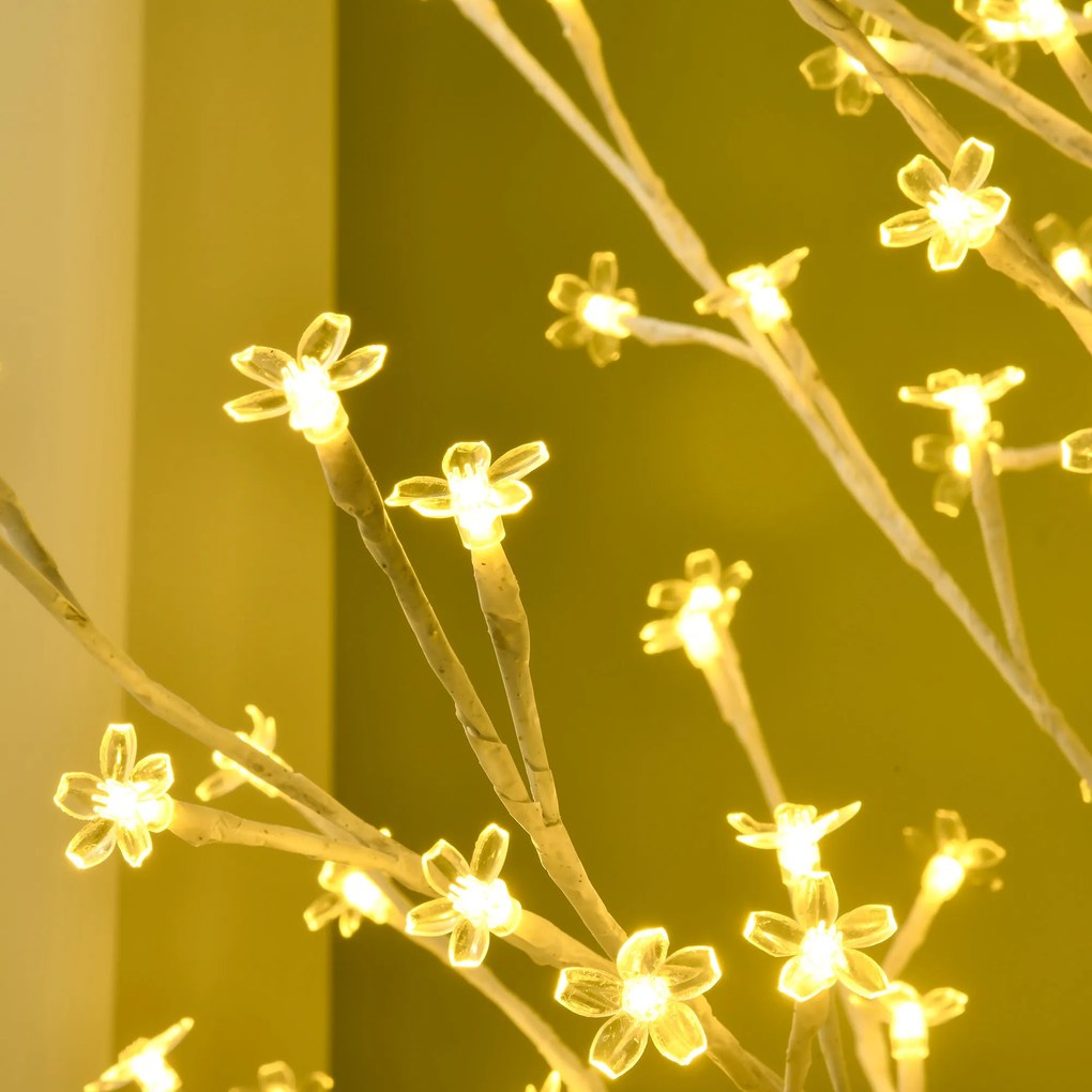 HOMCOM LED Drzewo 180 cm, Drzewo Świetlne, Wiśniowe z 180 diodami LED, 3 poziomy jasności