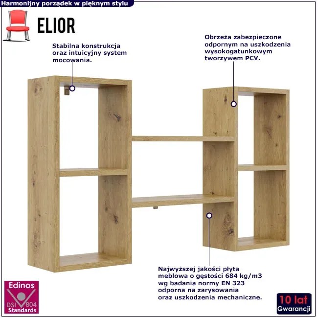 Półka ścienna wisząca w kolorze dąb artisan L6-Z73