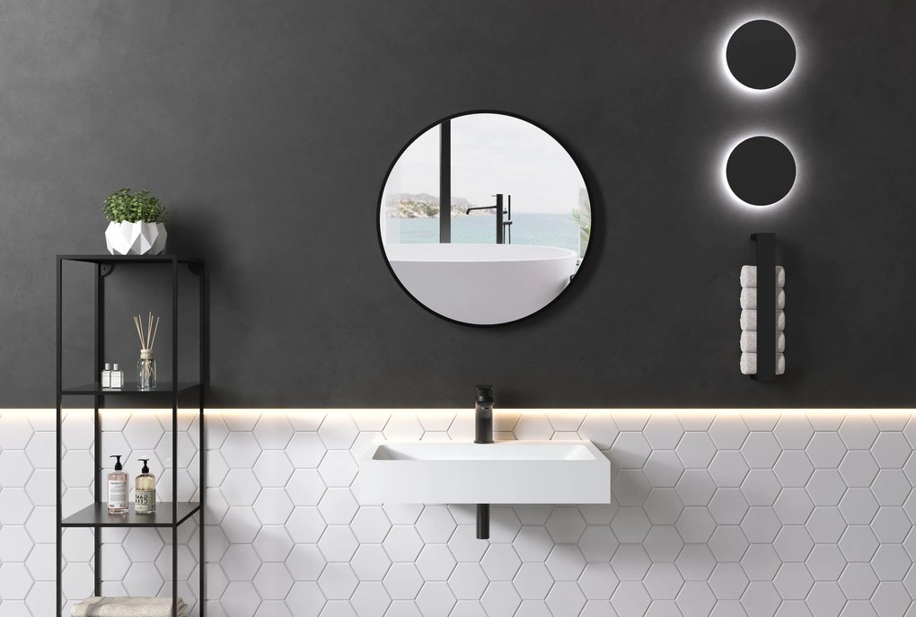 Umywalka ścienna PB2142 z odlewu mineralnegoBiały mat - 60 x 42 x 10 cm