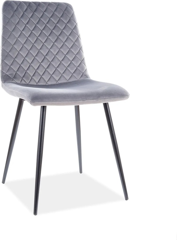 PROMOCJA Szare krzesło IRYS VELVET z czarnymi nogami II. jakość