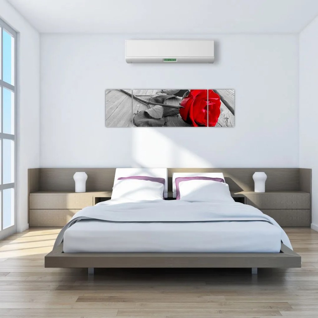 Obraz czerwonej róży (170x50 cm)